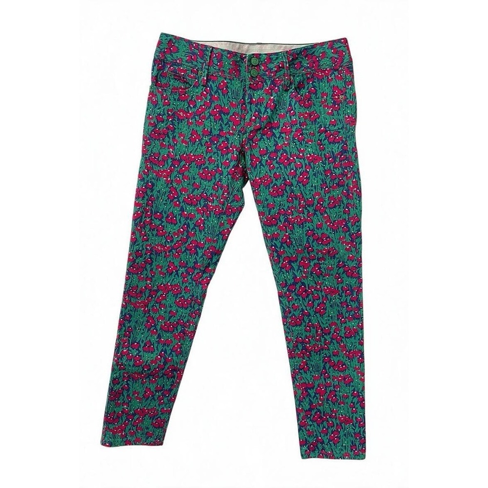 Lilly Pulitzer Worth Skinny Mini Jeans In Poppy Pink Size 4 Stretch Ankle Floral